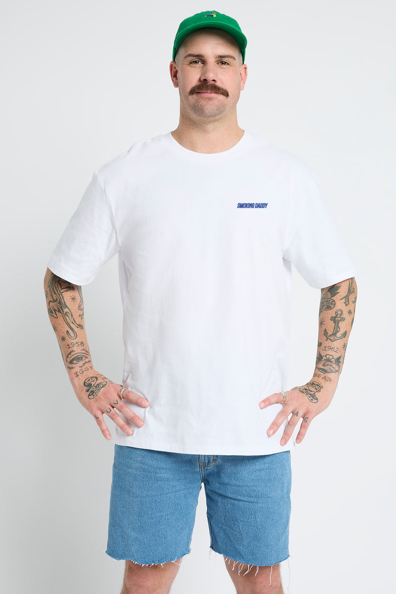 White Tee with Smoking Daddy