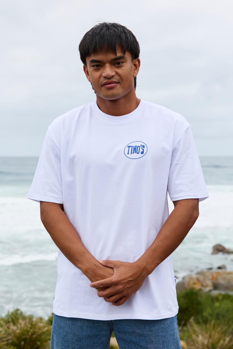 White Tee with Tino Barbershop