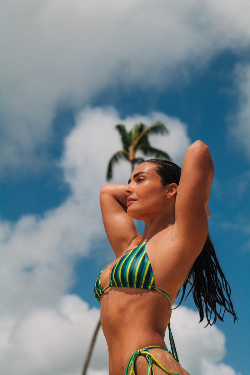 Avalon Bottoms In Riviera Green Stripe