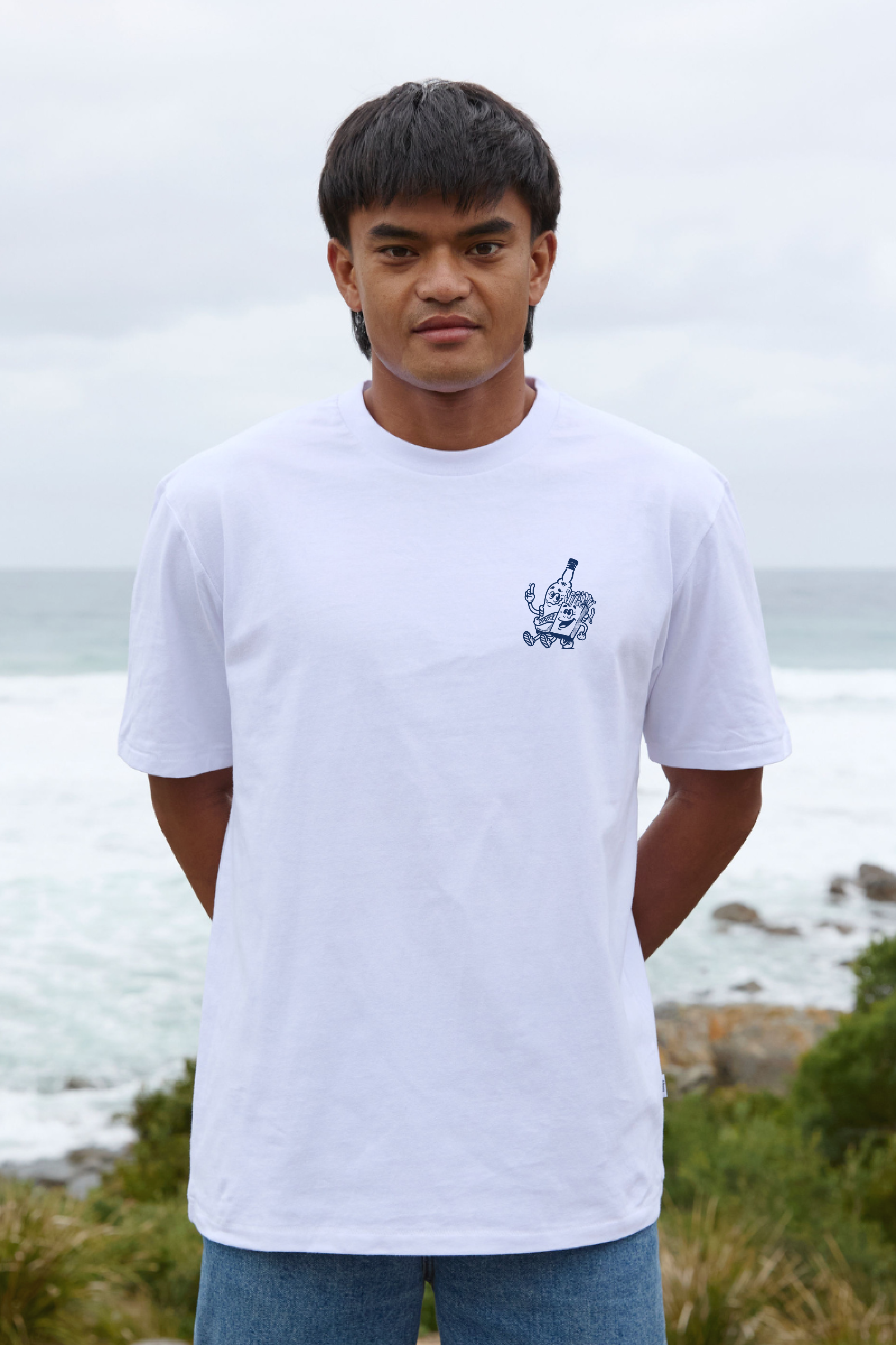 White Tee with Sprites and Frites