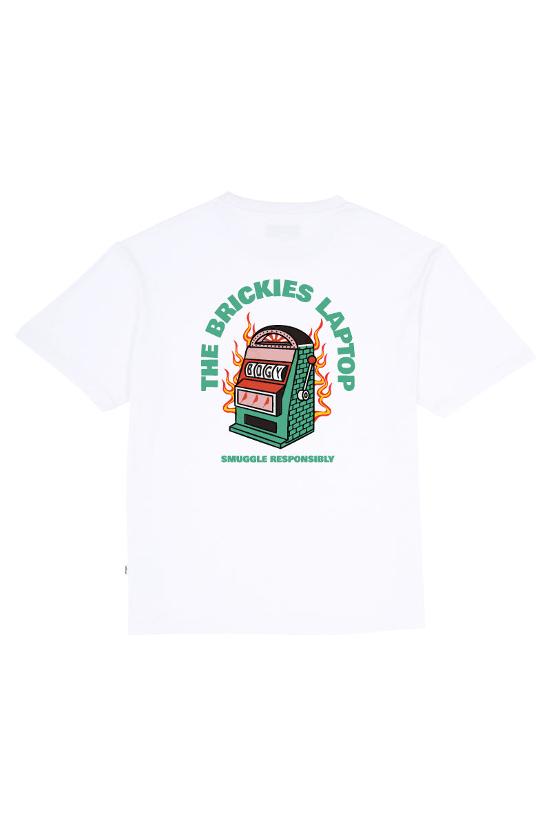 White Tee with Brickies Laptop