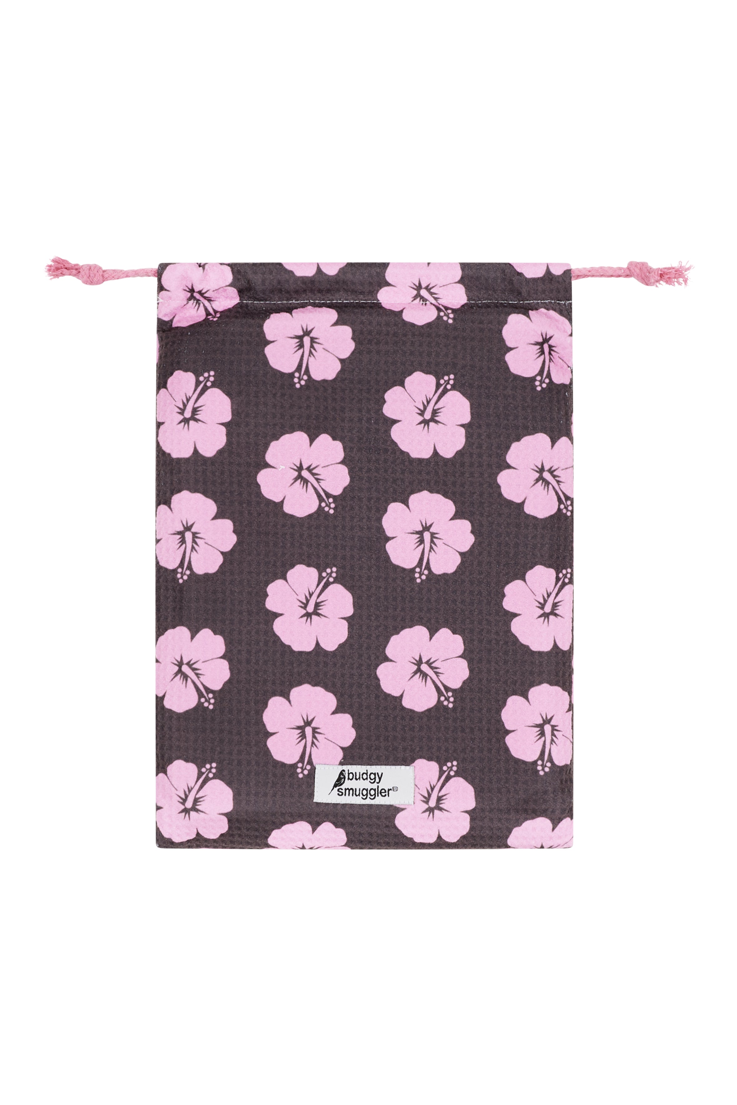 Double Sided Towel in Brown and Pink Hibiscus