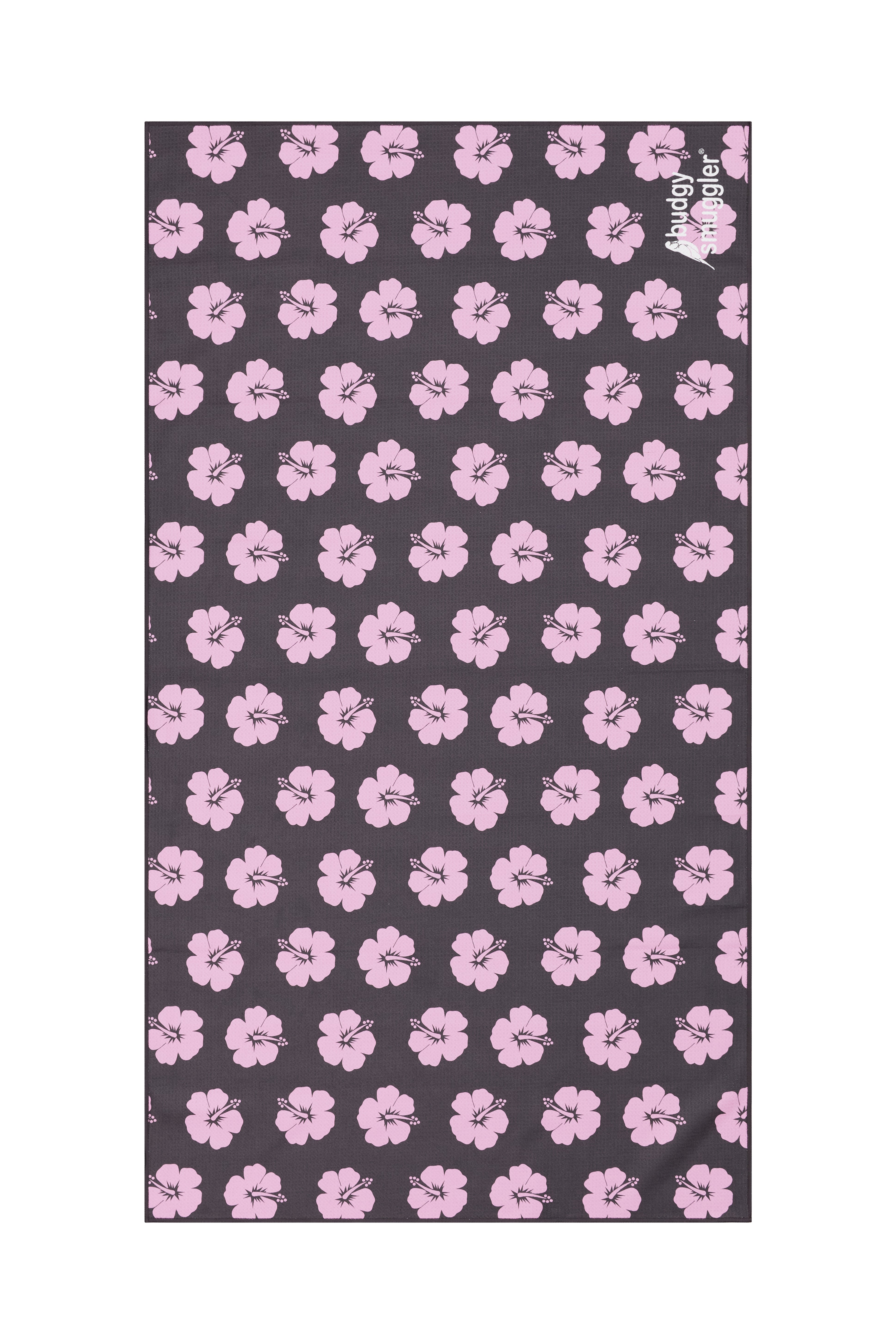 Double Sided Towel in Brown and Pink Hibiscus
