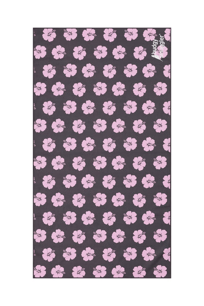 Double Sided Towel in Brown and Pink Hibiscus