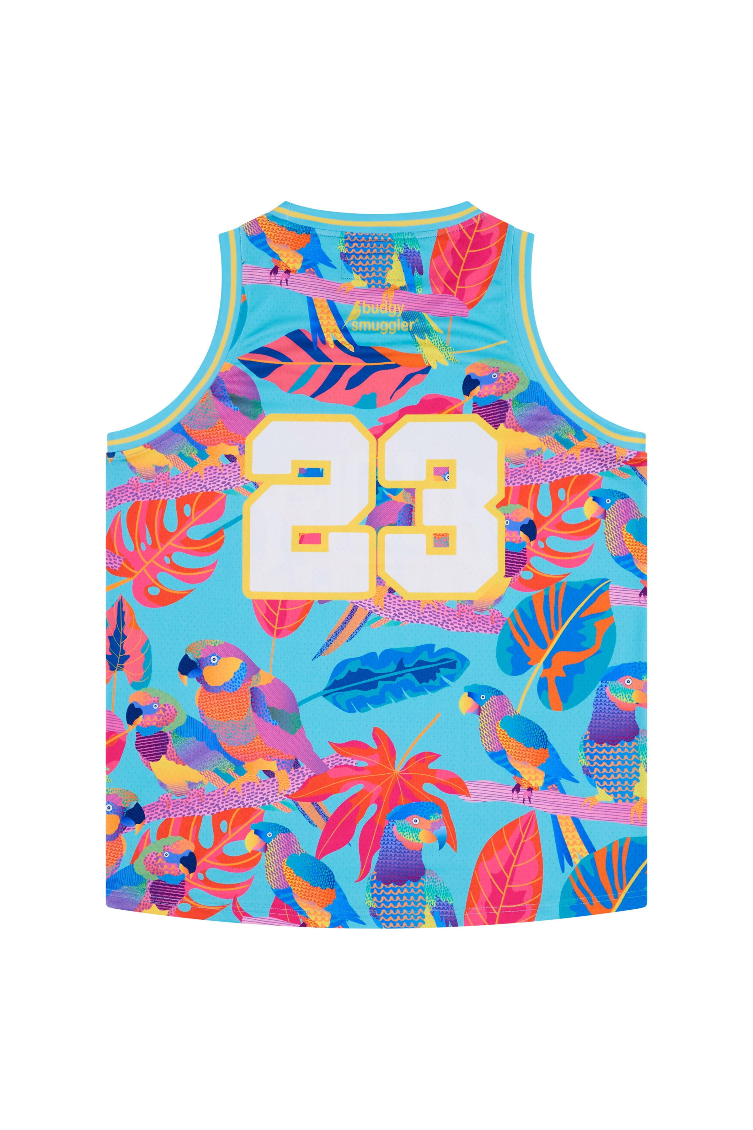Basketball Singlet in Techno Parrots