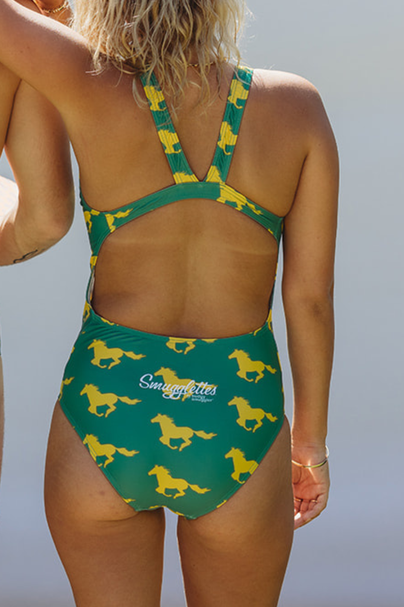 Thick Strap Racer in Daryl's The Horses Green and Gold