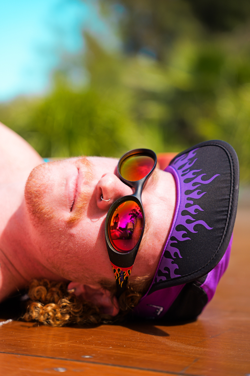 Running Cap in Pit Viper Purple Flames