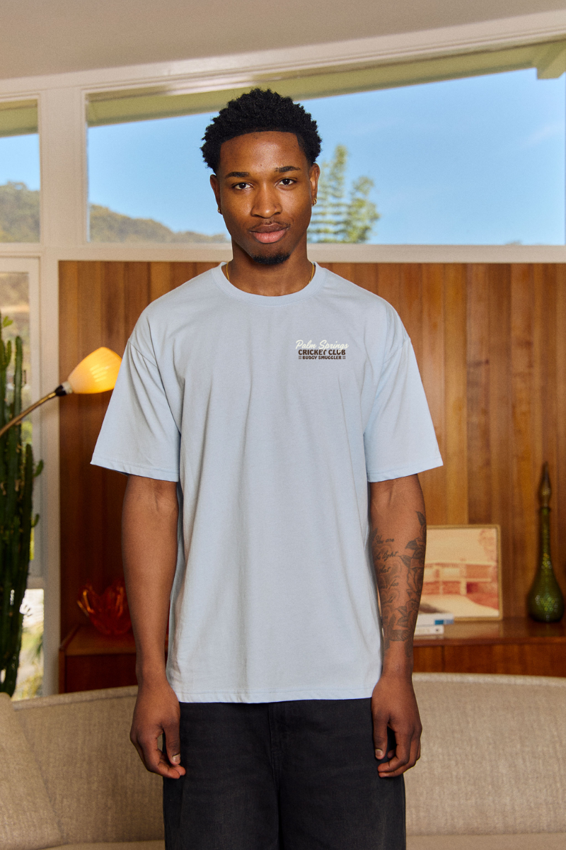 Lightweight Light Blue Tee with Palm Springs Cricket Club