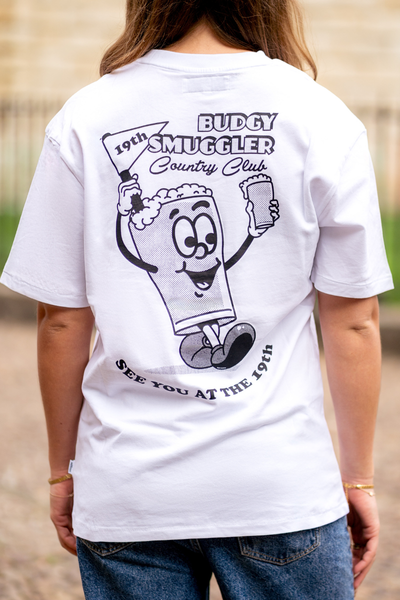 Lightweight White Tee with the 19th Hole