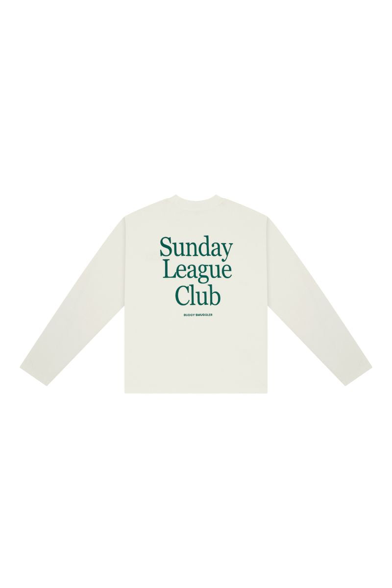 White Long Sleeve Tee with Sunday League Club