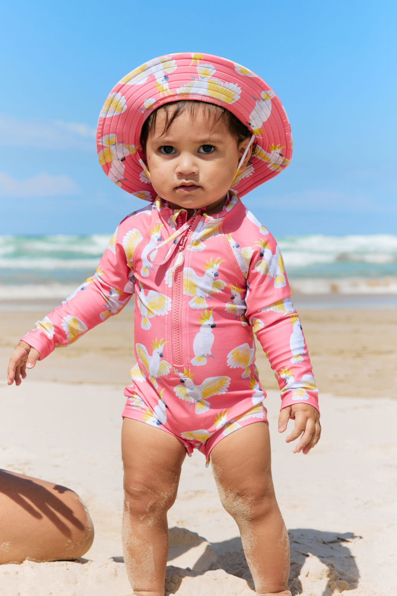 Long Sleeve Kids Onesie in Cockies UPF 50+