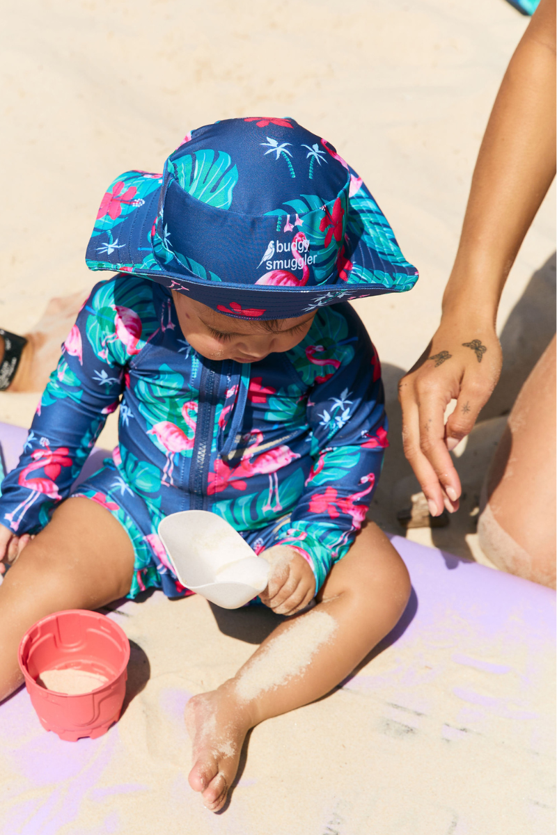 Kids Swim Hat in Flamingos UPF 50+