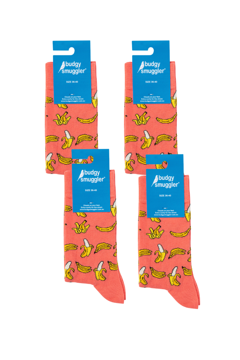 4 Pack Bundle of Budgy Socks in Cool Bananas