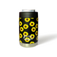 Premium Insulated Can Cooler in Black Sunflowers