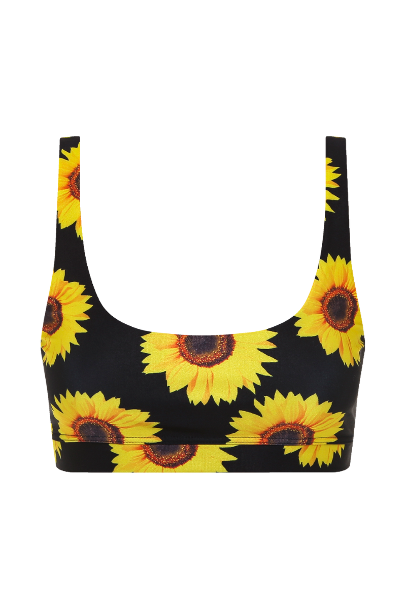 Palm Beach Top in Black Sunflowers