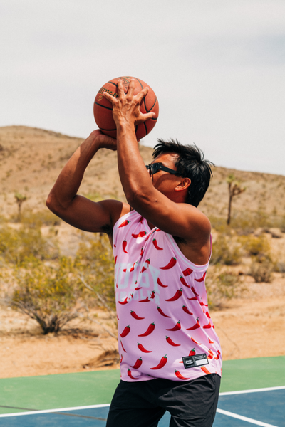Basketball Singlet in Pink Chilli