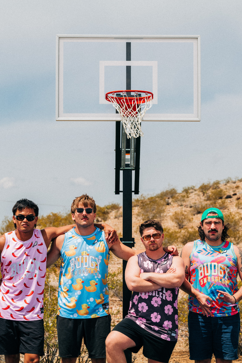 Basketball Singlet in Techno Parrots