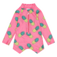 Long Sleeve Kids Onesie in Pink Pineapples UPF 50+