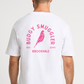 White Tee with Brookvale Pink