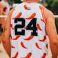 Basketball Singlet in White Chilli Willies