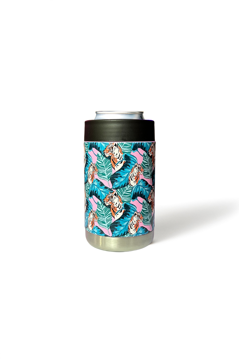 Premium Insulated Can Cooler in Pink Tigers