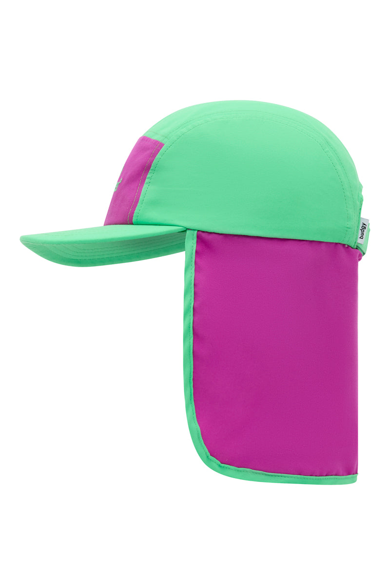 Flap hat in Purple and Green