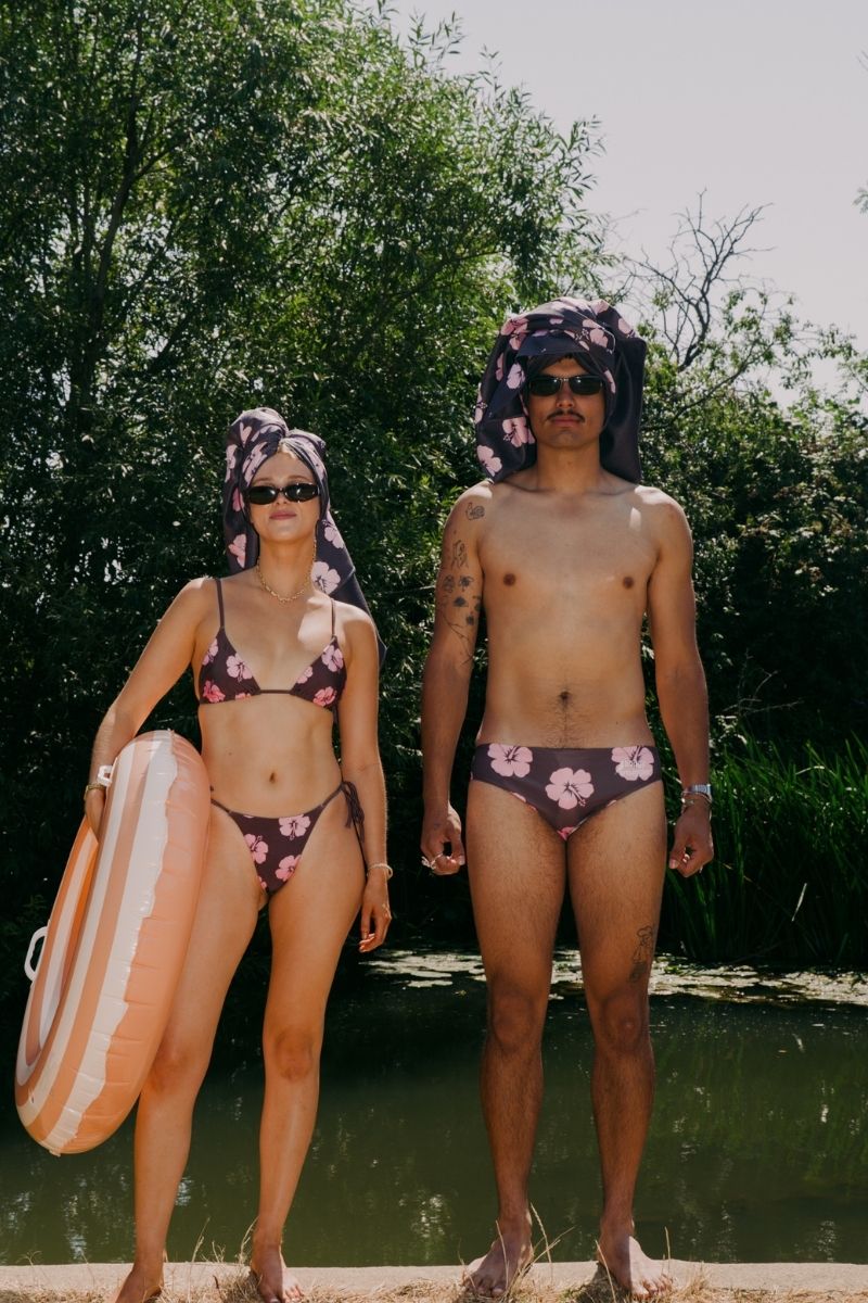 Avalon Bottoms In Brown and Pink Hibiscus