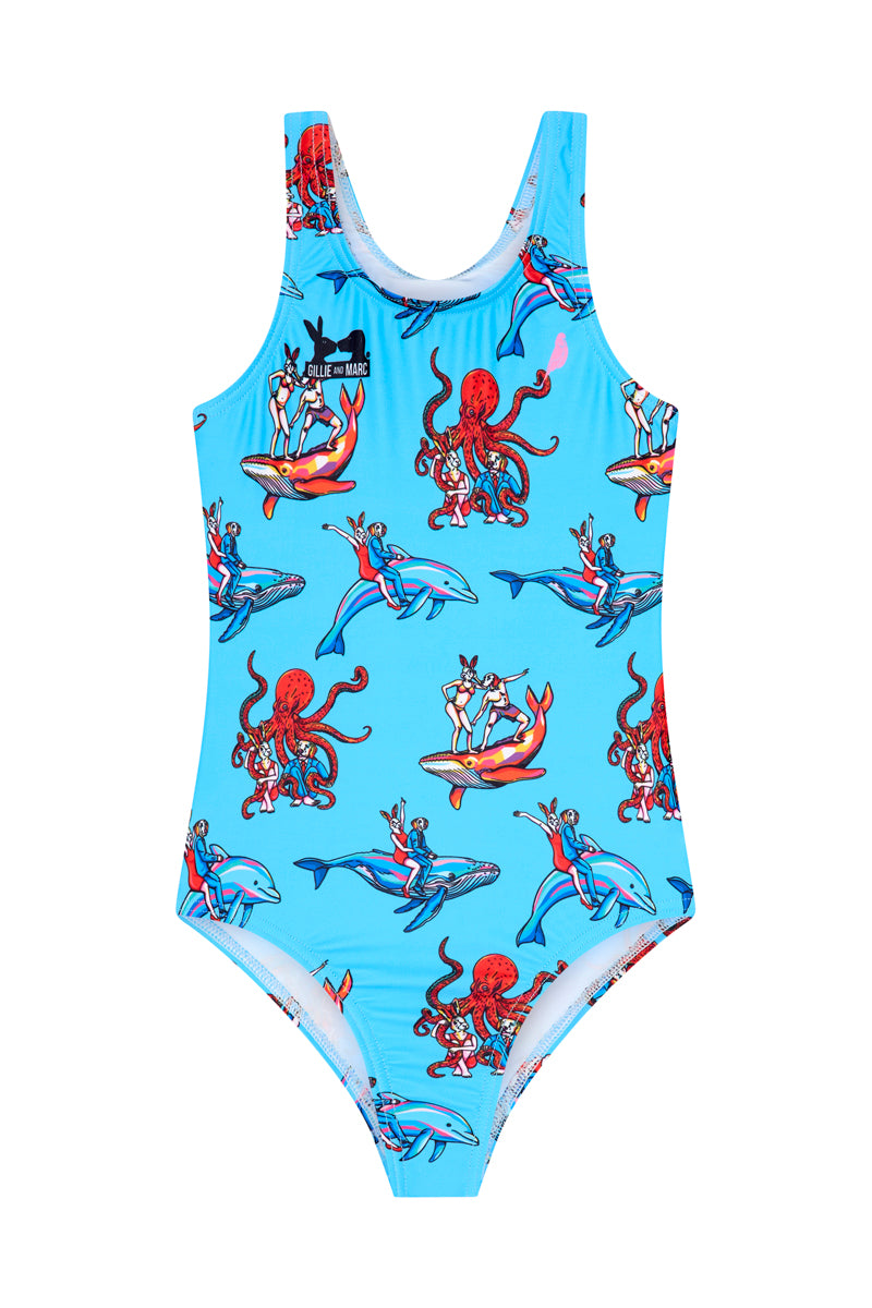 Girls One Piece in Sea Animals By Gillie & Marc