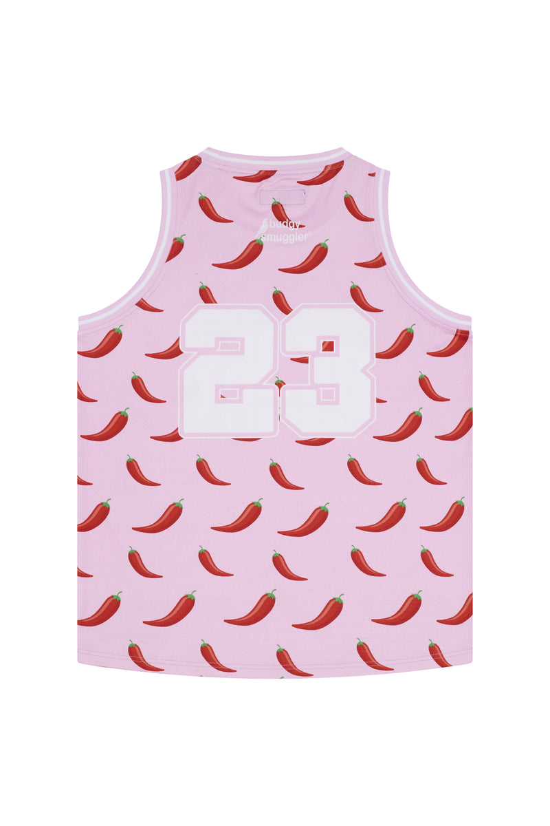 Basketball Singlet in Pink Chilli
