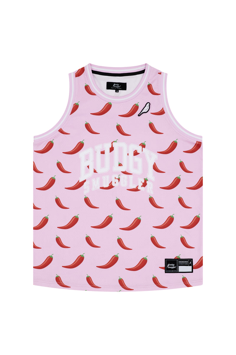 Basketball Singlet in Pink Chilli