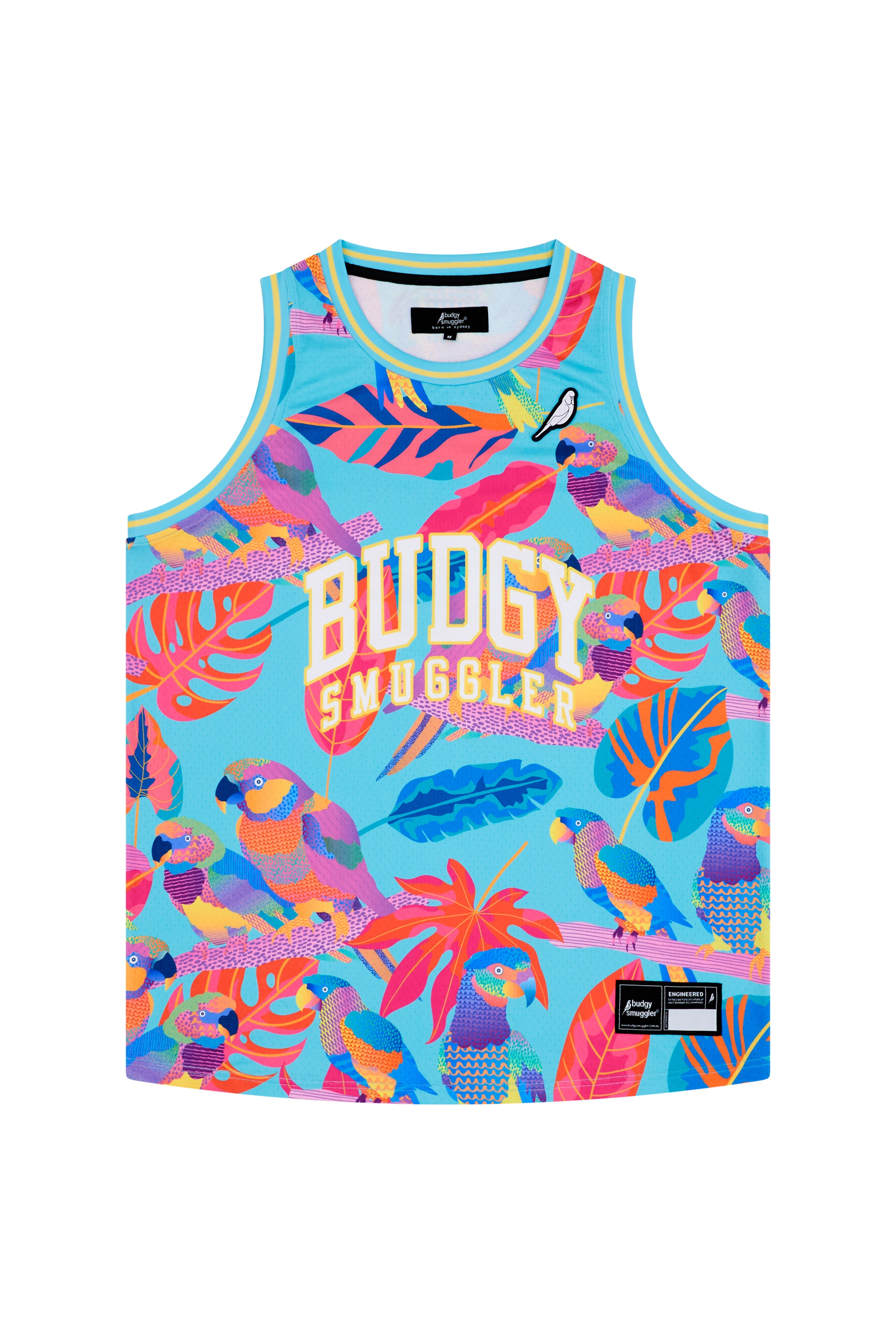 Basketball Singlet in Techno Parrots