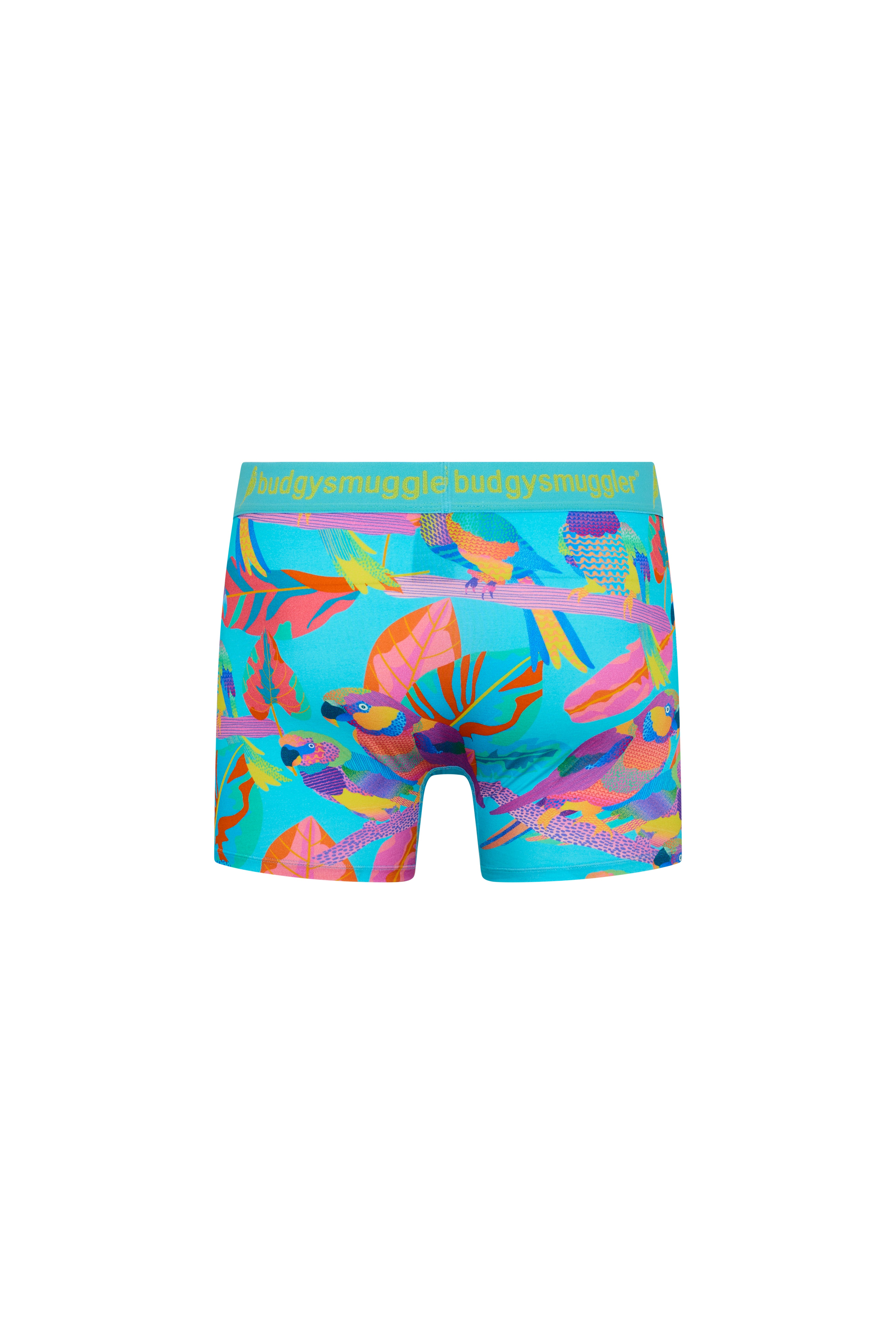 Men's Underwear Trunks in Techno Parrots