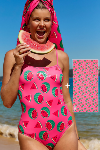 Women's One Piece and Towel Bundle in Watermelon