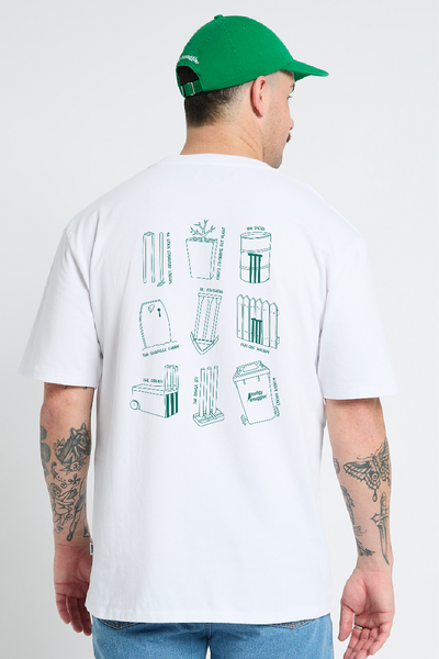 White Tee with Cricket Wickets