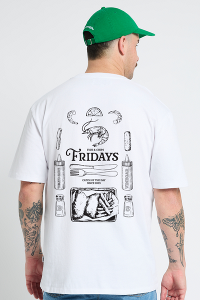 White Tee in Fish and Chip Fridays