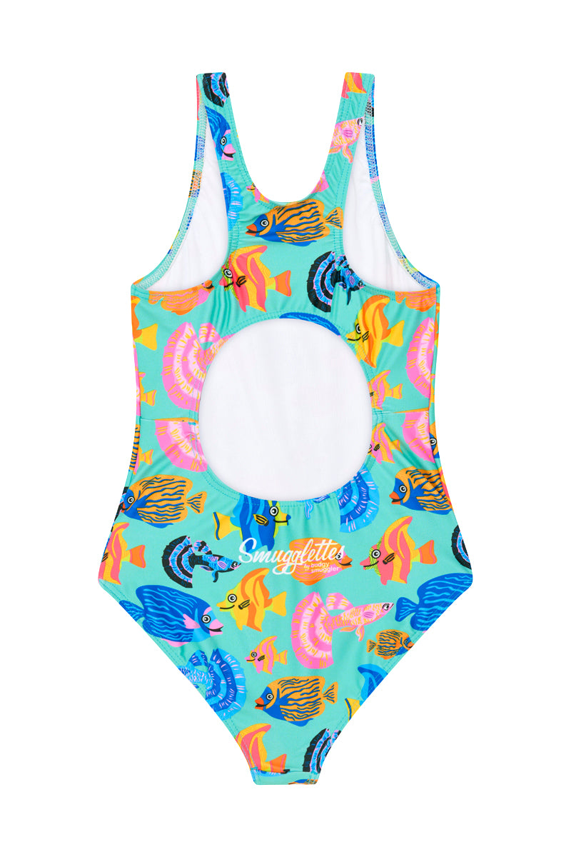 Girls One Piece in Fishing for Compliments Teal