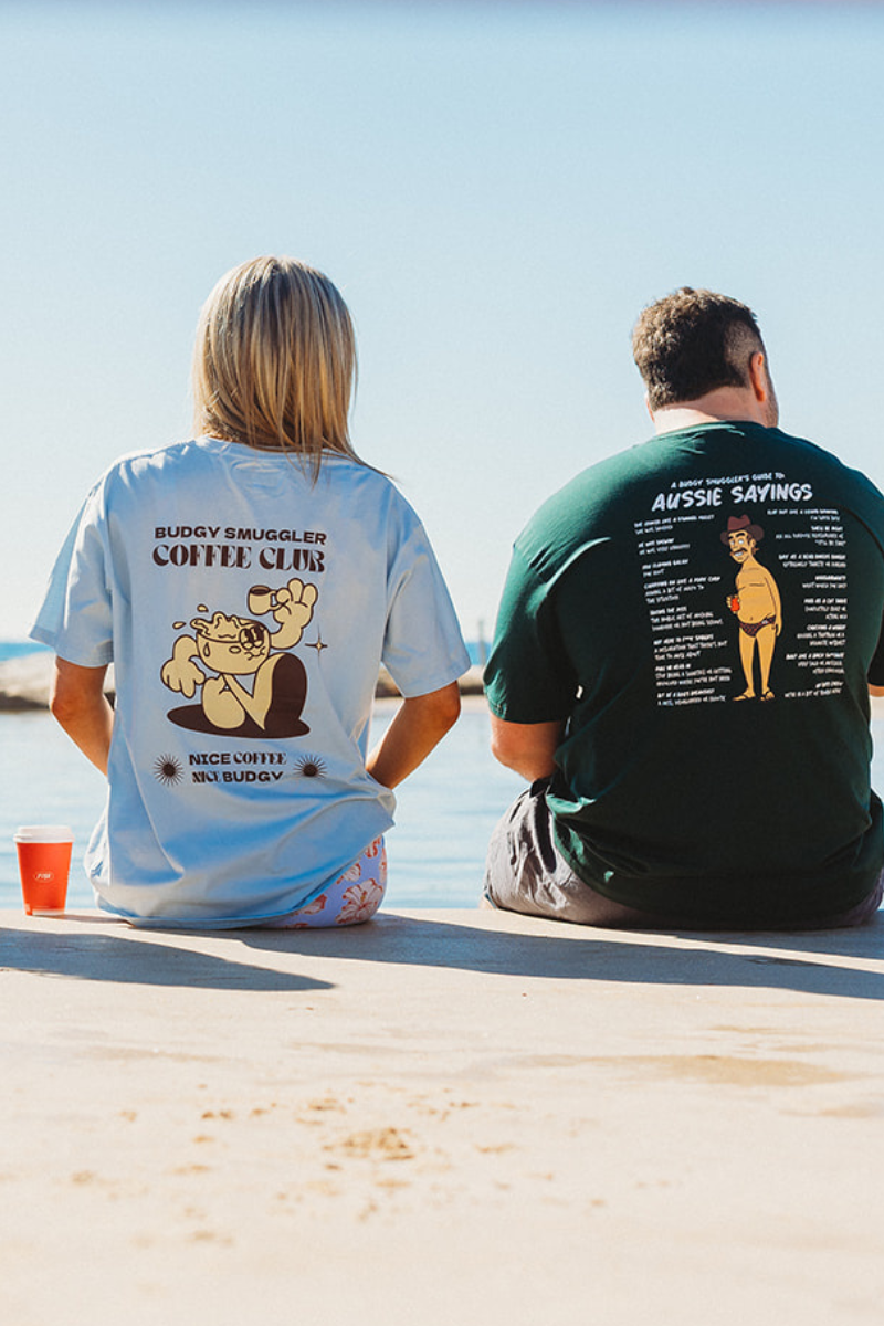 Lightweight Light Blue Tee with Coffee Club