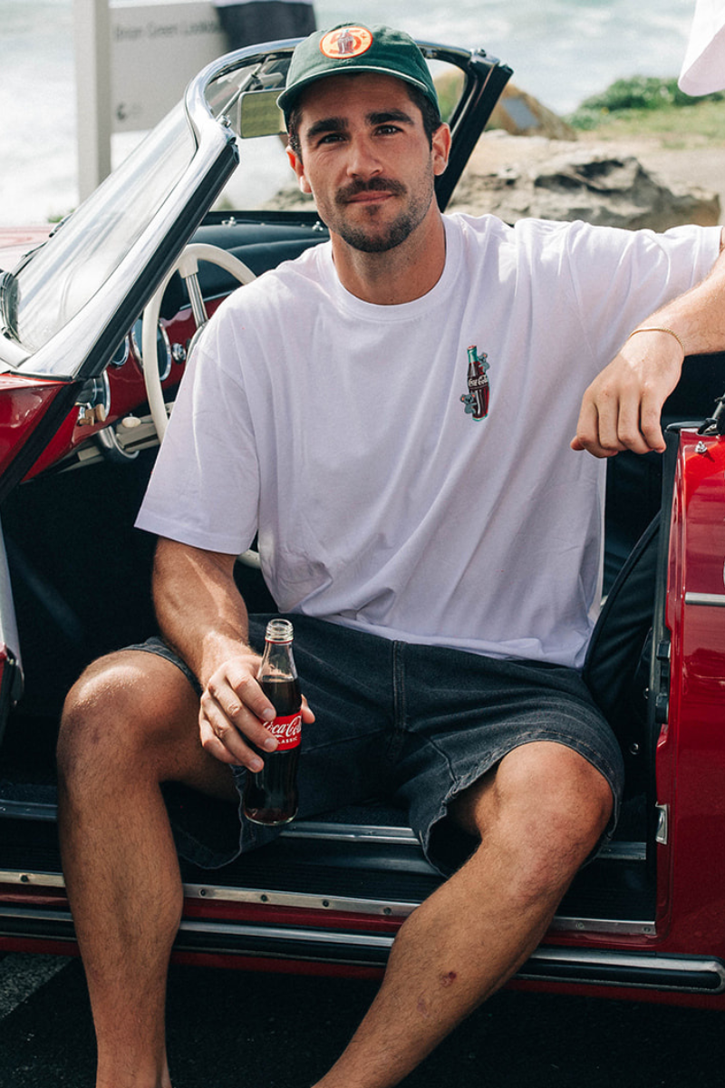 Lightweight White Tee in Coke Koala