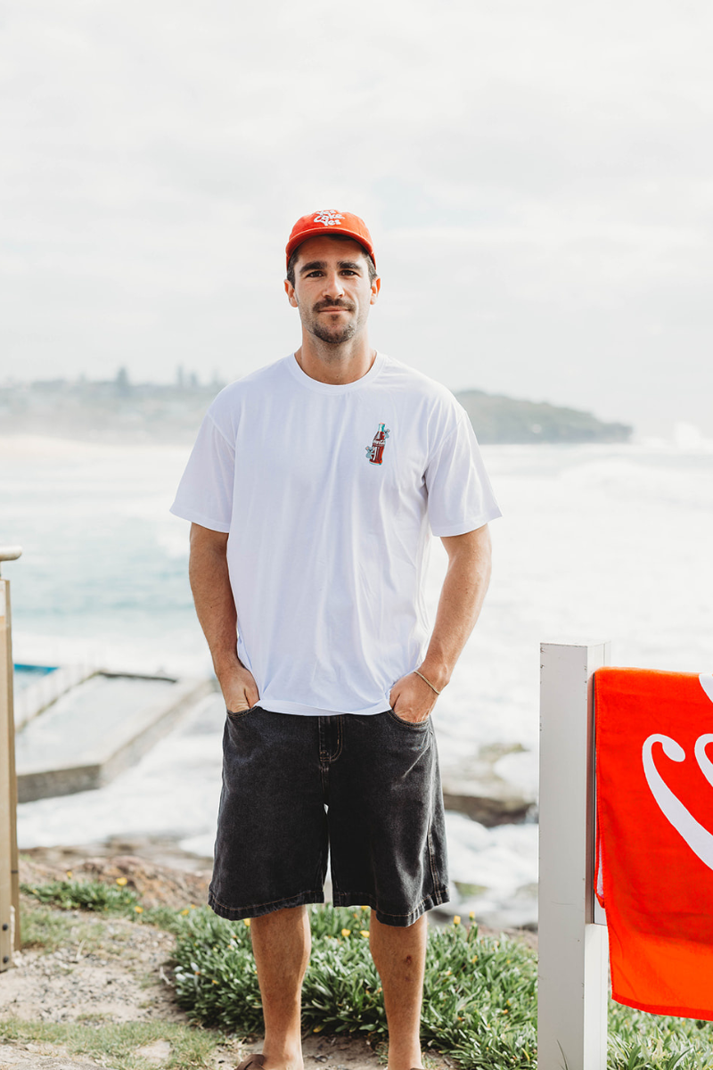 Lightweight White Tee in Coke Koala