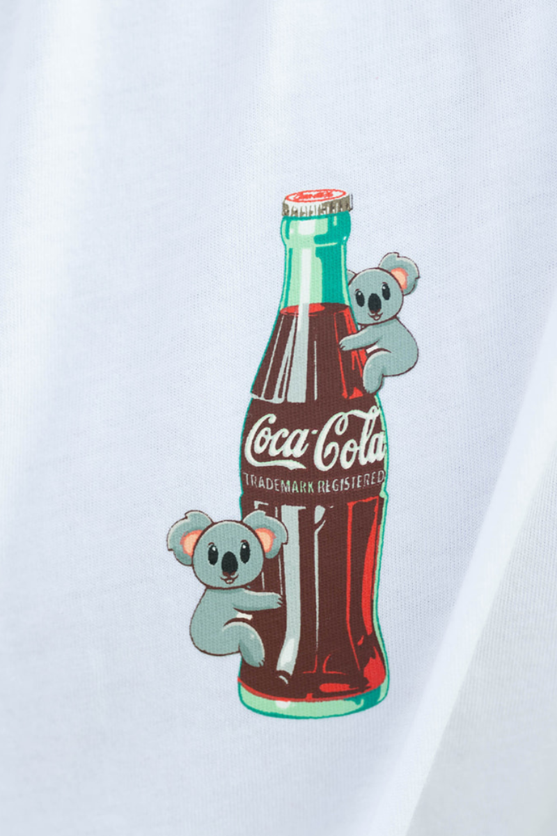 Lightweight White Tee in Coke Koala