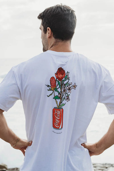 Lightweight White Tee in Coke Rose