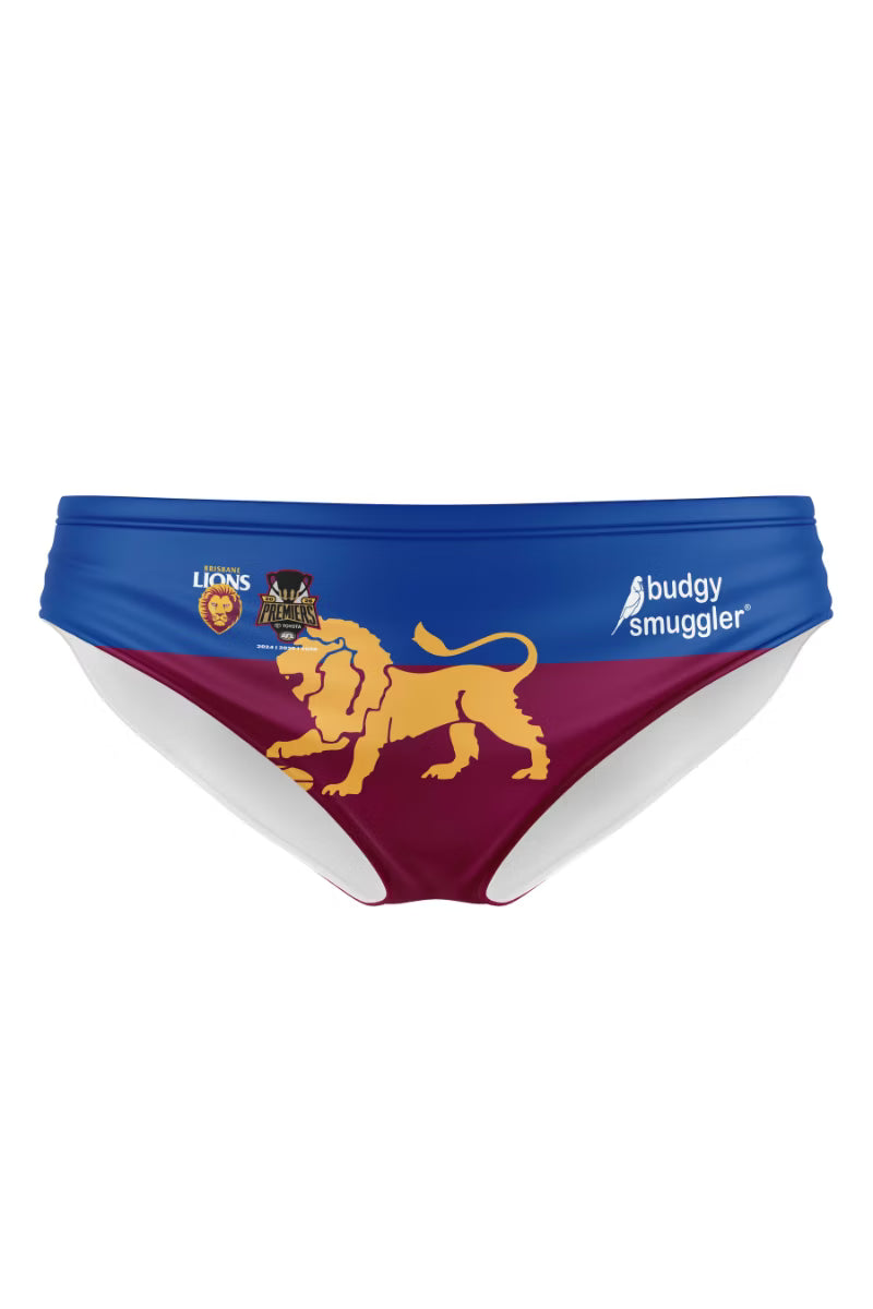 red and blue swim briefs on white background 