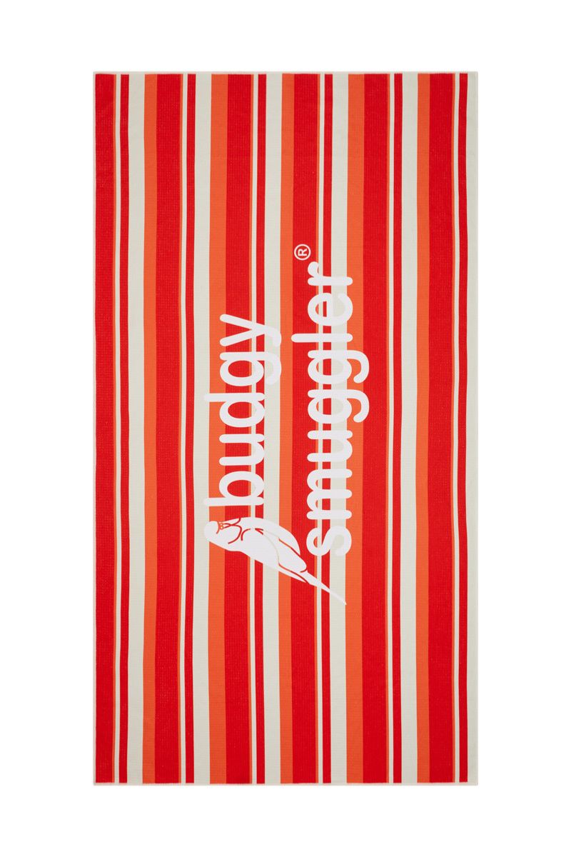 Orange and white striped double sided towel 