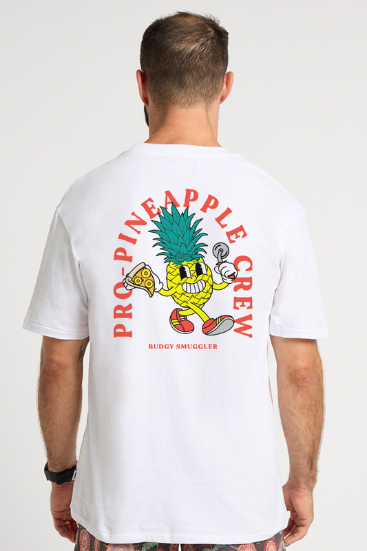 White Tee with Pro-Pineapple Crew