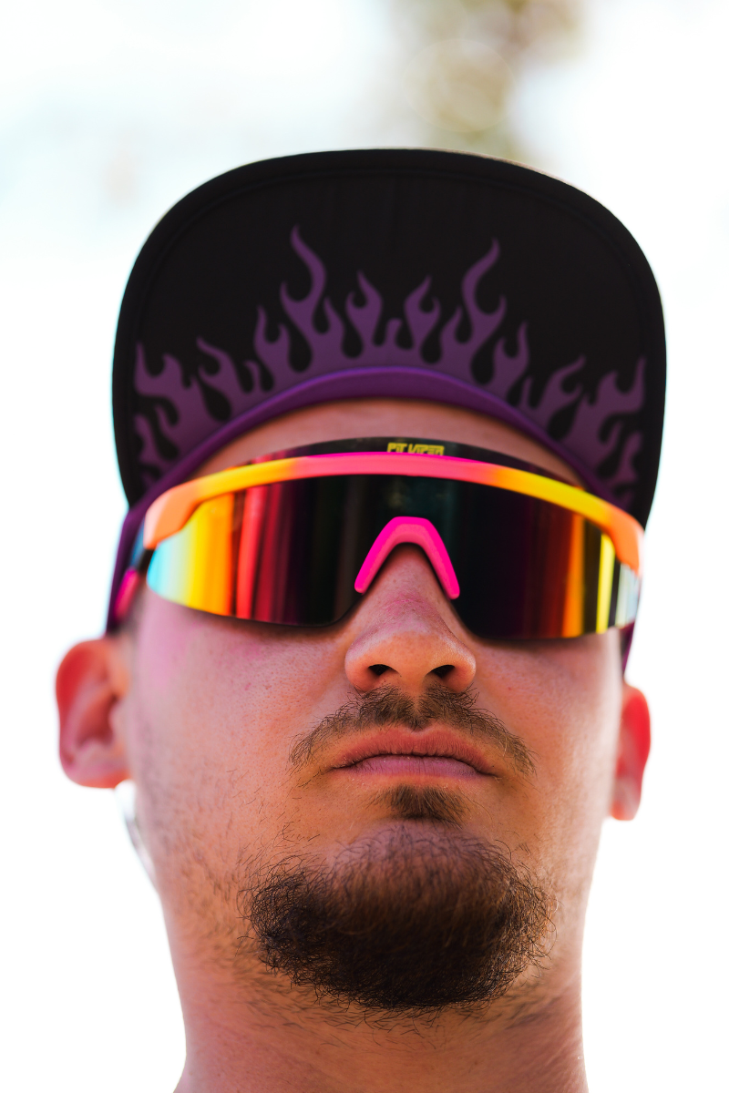 Running Cap in Pit Viper Purple Flames