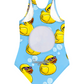 Girls One Piece in Mulga Rubber Ducks