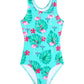 Girls One Piece in Teal Flamingos