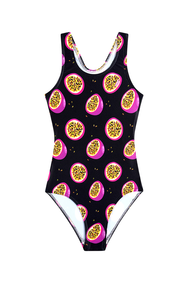 Girls One Piece in Black Passionfruit