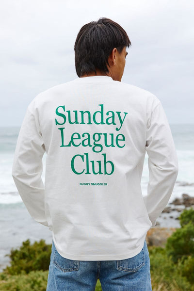 White Long Sleeve Tee with Sunday League Club