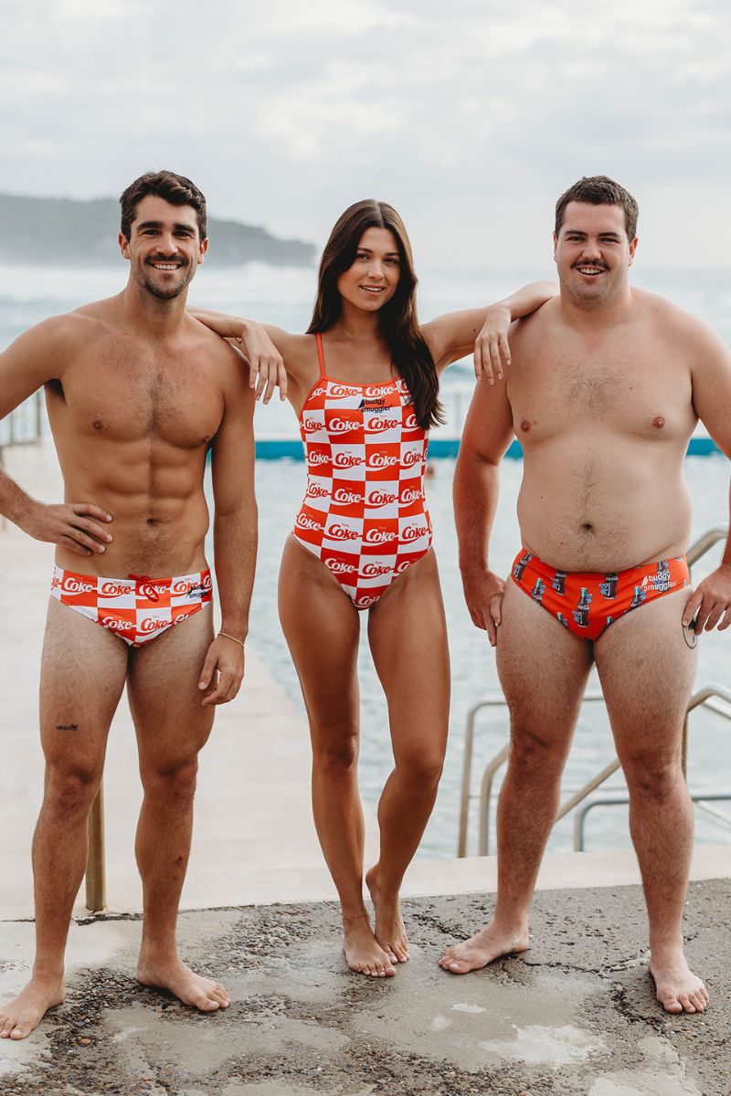 Thin Strap Racer in Coke Squares